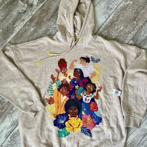 NEW Disney Hoodie Adult LARGE Beige Encanto Mirabel Isabela Luisa Familia Parks